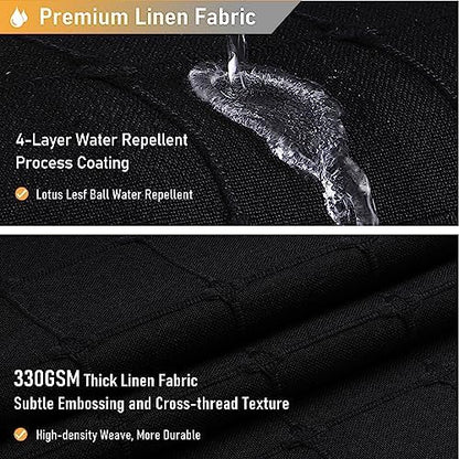 BTTN Black Boho Farmhouse Linen Heavy Duty Fabric Shower Curtain Set, 72x72
