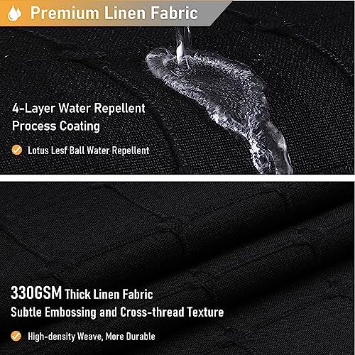 BTTN Extra Long Boho Linen Heavy Duty Fabric Shower Curtain, 72x96, Black