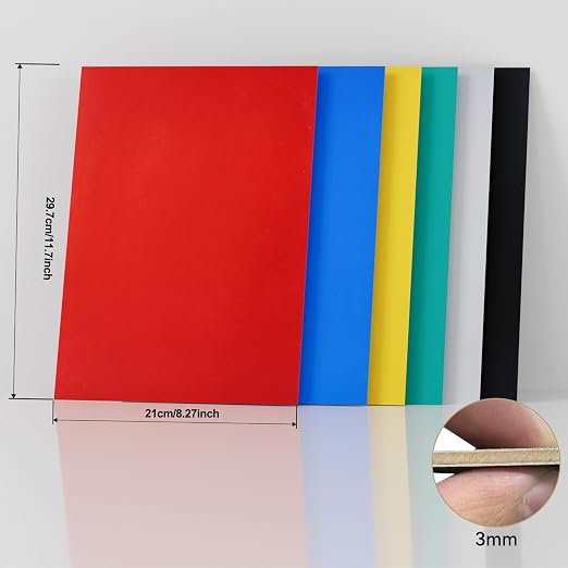 6 Pack Pre-Painted Colored Plywood Sheets, 11.7"x8.27"x1/8" (3mm) Basswood Boards for Laser Cutting, Engraving, DIY Crafts, Home Décor & Model Making (6 Mixed Colors)