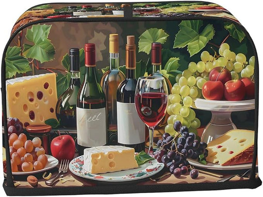 Toaster Cover 4 Slice Wide Slot Red Wine GrapesBread Toaster Oven Dustproof Cover Small Appliance Kitchen Covers Dust and Fingerprint Protection for Women Gift 4 Slice
