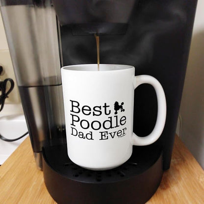 ThisWear Dog Dad Gifts For Men Best Poodle Dad Ever 15oz Ceramic Coffee Mug with Handle