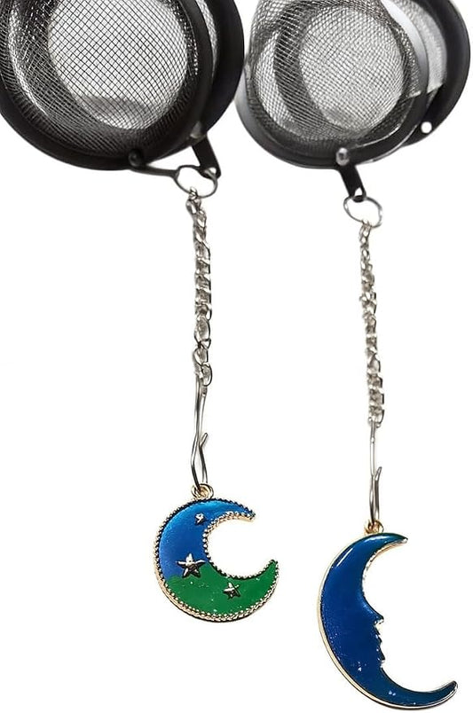 Tea Infusers for Loose Leaves with Blue Moon Charms Set of 2