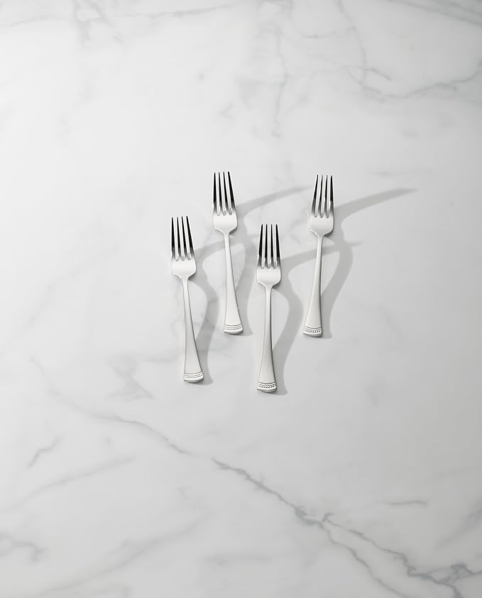 Lenox Portola Flatware Collection, 18/10 Stainless Steel Flatware & Silverware, Salad Fork Set, 4-Piece