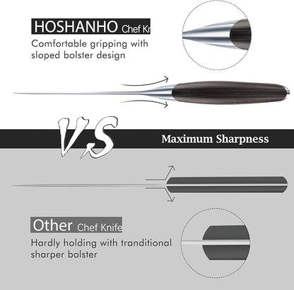 HOSHANHO 6 inch Kitchen Knife in Japanese High Carbon Steel, Professional High-Class Chef's Knife, Non-slip Ultra Sharp Cooking Knives with Ergonomic Handle