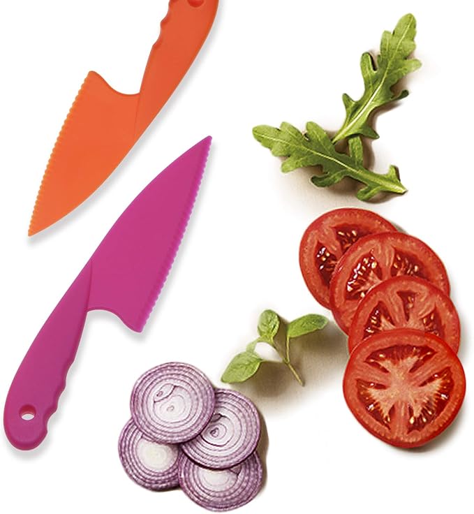 PENTA ANGEL 3 Colors Plastic Knife Set 3 Sizes Nylon Knife Safety Cooking Chef Knives for Fruit Lettuce Vegetable Salad Bread (3 Colors)