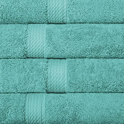 SUPERIOR Egyptian Cotton Plush & Absorbent, Hand Towel Set of 4, Turquoise