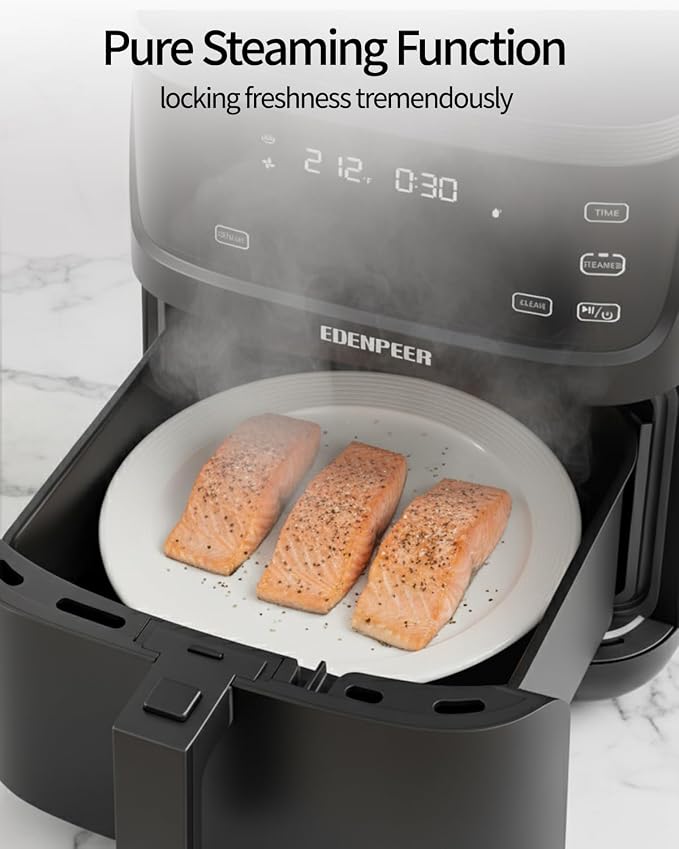 Steam Air Fryer, Self Cleaning Smart Air Fryers, with Visible Window, 1700W High Power Airfryer, 7.5 QT for Family of 4-6, Whisper Quiet Technology, 12-in-1Presets, Dishwasher Safe Non Stick Basket
