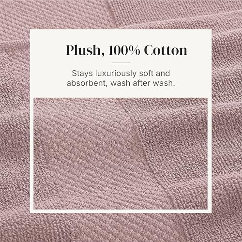 Modern Threads 6 Piece Bath Towel Set – Bathroom Towel Set with 2 Bath Towels, 2 Hand Towels & 2 Washcloths – 100% Cotton, Soft & Absorbent – Jacquard Border (Rose)