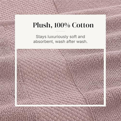 Modern Threads 6 Piece Bath Towel Set – Bathroom Towel Set with 2 Bath Towels, 2 Hand Towels & 2 Washcloths – 100% Cotton, Soft & Absorbent – Jacquard Border (Rose)