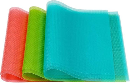 9 Pack Refrigerator Mats,Washable Fridge Mats Liners Easy to Clear Fridge Pads Mat Shelves Drawer Table Mats Refrigerator Liners for Shelves,3Red/3Green/3Blue