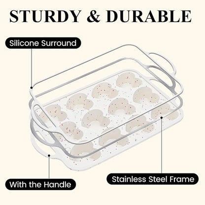 FUNBAKY 2 Pcs Heart Shaped Silicone Muffin Pan，Metal Reinforced Frame, 12-Cavity Nonstick Silicone Heart Mold for Muffins, Cupcakes, Bread,Chocolate Muffin and Tartlets