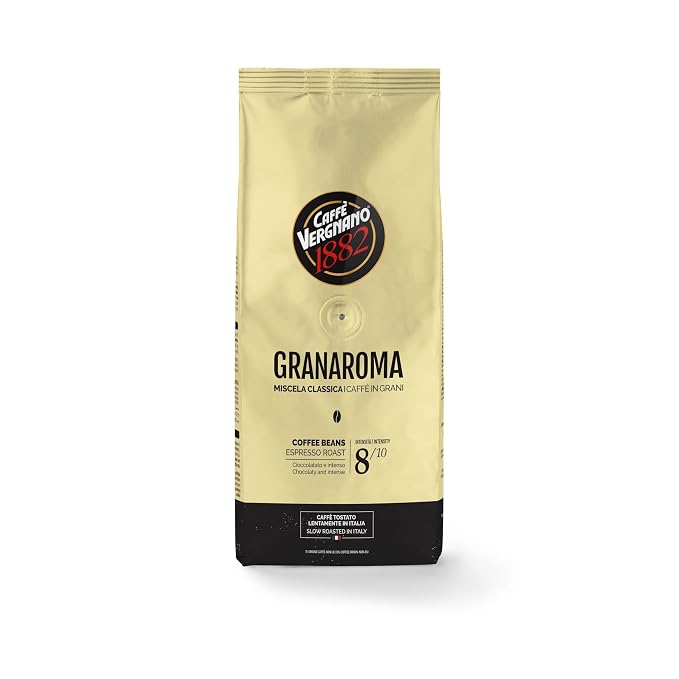 Caffe Vergnano Whole Bean Coffee Gran Aroma 1.1 lb Bag - Medium Roast Espresso Beans Whole, Italian Coffee Beans, Cocoa Spice Dried Fruit Notes - For Moka Pot, French Press, Coffee Maker