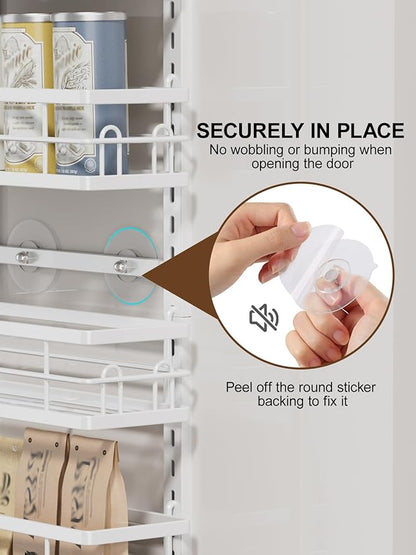Delamu 9-Tier Over the Door Pantry Organizer, Adjustable Pantry Door Organizers and Storage, Metal Hanging Basket Wall Spice Rack Seasoning Organizer, Door Organizer Kitchen Bedroom Bathroom,12"White