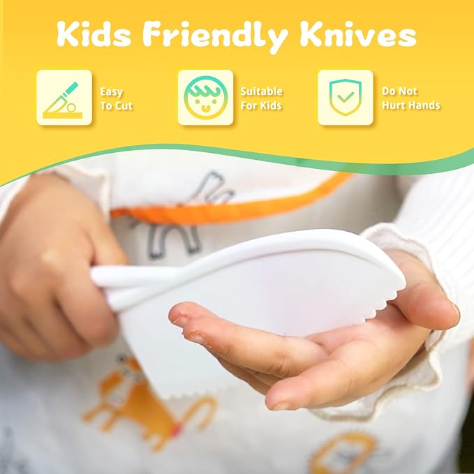 Yeeammk Montessori Toddler Knife Set-3PCS Kids Safe Knives for Real Cooking Kids Cooking Sets Real Cooking Kitchen Tools Toddler Friendly Knives