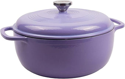 Lodge Essential Enamel Cast Iron Dutch Oven 6 Quarts - Perfect for Bread Baking, Braising, Marinating & Slow Cooking, Features Moisture-Sealing Lid & Dual Handles, Kitchen Essentials, Lilac