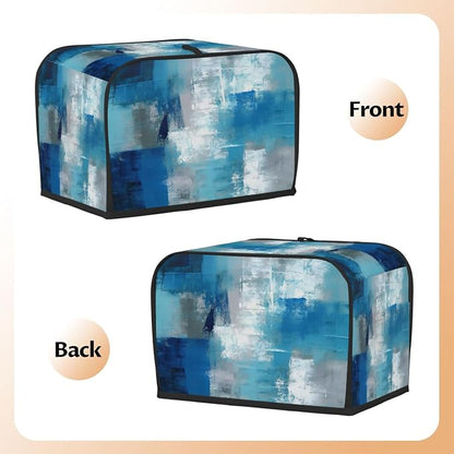 Abstract Oil Painting Blue Toaster Cover 4 Slice Wide Slot Washable Kitchen Appliance Covers Fingerprint Bread Machine Dust Cover Small Toaster Oven Accessories Covers Bread Maker Bag Women Gift