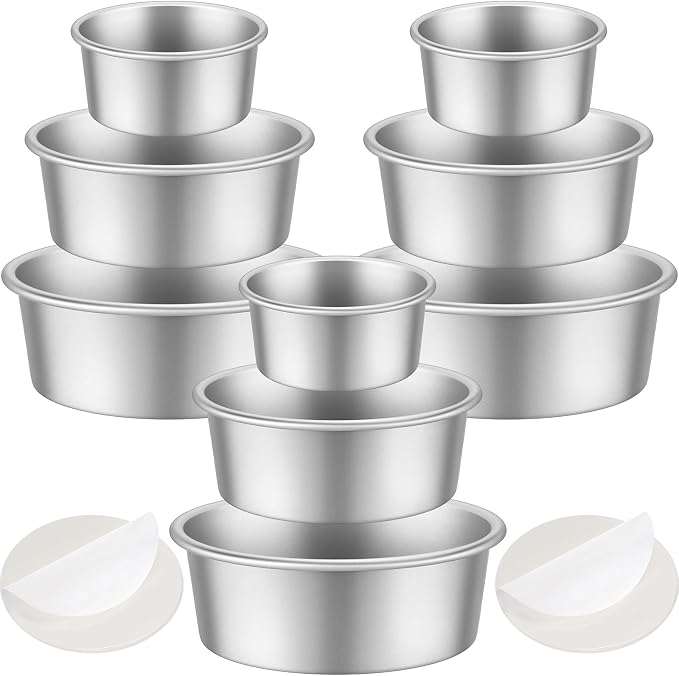 Mumufy 9 Pieces Round Cake Pans Aluminum Set Non Stick Small Cake Pans Sets Round Cheesecake Baking Tools for Home Party Baking Supplies(6 Inch, 8 Inch, 10 Inch)