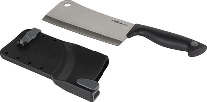 Farberware Edgekeeper 6-Inch Cleaver Knife with Self-Sharpening Blade Cover, High Carbon-Stainless Steel Kitchen Knife with Ergonomic Handle, Razor-Sharp Knife, Black