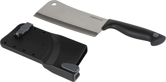 Farberware Edgekeeper 6-Inch Cleaver Knife with Self-Sharpening Blade Cover, High Carbon-Stainless Steel Kitchen Knife with Ergonomic Handle, Razor-Sharp Knife, Black