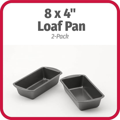 GoodCook Nonstick Loaf Pan 8 x 4-Inch Heavy-Duty Steel Bakeware with Easy-Clean Non-Stick Coating,Oven & Dishwasher Safe Pan for Meatloaf Breads Lasagnas Casseroles & More,Set of 2,Gray,(Pack of 12)