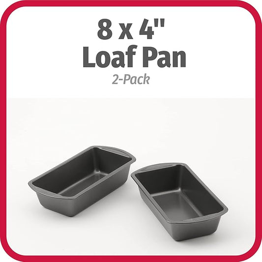 GoodCook Nonstick Loaf Pan 8 x 4-Inch Heavy-Duty Steel Bakeware with Easy-Clean Non-Stick Coating,Oven & Dishwasher Safe Pan for Meatloaf Breads Lasagnas Casseroles & More,Set of 2,Gray,(Pack of 12)