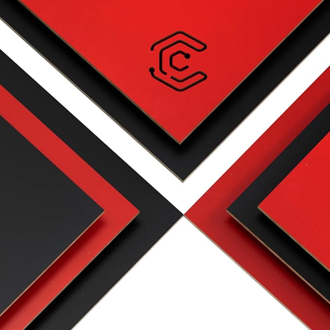 Double-Sided Colored Plywood Boards, 12x12 Inch 3mm Pre-Painted Basswood for Laser Cutting, Signs, Decorations & Commercial Craft Projects (Red and Black)