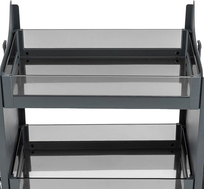 Pull Out Sliding Shelf 2 Tier Cabinet Storage Organizer Pull Down Slide Heavy Duty Rustproof Sturdy Space Saving Easy Install For Pantry Cupboard Kitchen Bathroom Office Household Item Arrangement