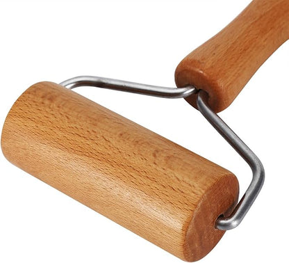 Pizza Roller, Non Stick Small Rolling Pin for Dough, T Round Type Wooden Dough Roller, 3.74x7.48in Wood Pastry Pizza Rolling for Cooking Cookie Bread Tortilla Dumpling