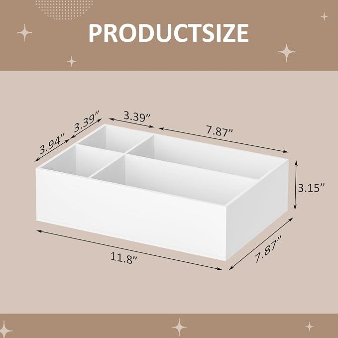 White Coffee Station Accessories Organizer, Countertop Acrylic Coffee Bar Tray for Tea Bags, Condiments, Cups, Jars