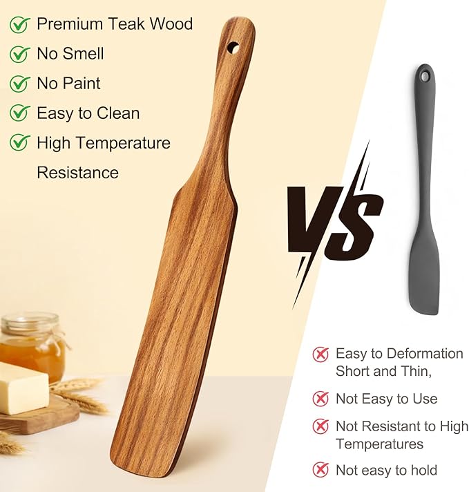 3 Pack Skinny Wooden Spurtle Set for Sourdough Starter Kit Accessories Teak Wood Jar Spatula Sourdough Bread Baking Supplies Gift Spurtles Kitchen Tools Stirring Stick Spoon Dough Whisk Scraper