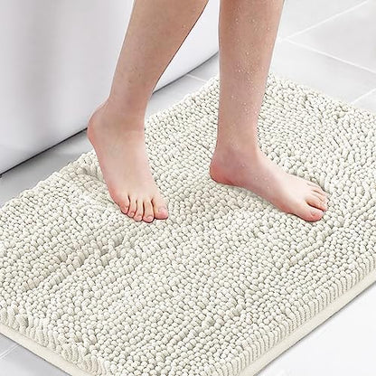 H.VERSAILTEX Bath Mat for Bathroom Non Slip Luxury Chenille Ultra Soft Bath Rugs 24x36 Absorbent Non Skid Shaggy Rugs Washable Dry Fast Plush Area Carpet Mats for Indoor, Bath Room, Tub - Cream
