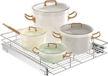 LOVMOR Pull Out Cabinet Organizer 20"W x 21"D, Kitchen Cabinet Pull Out Shelves Slide Out Storage