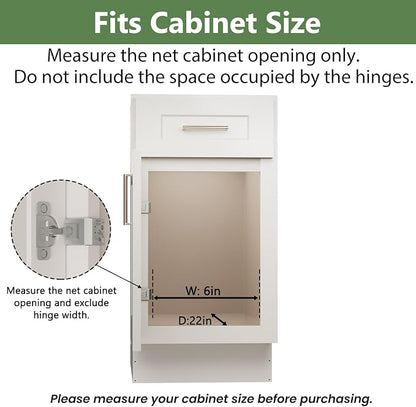 2 Tier Individual Pull Out Cabinet Organizer 5½" W x 21½" D, Heavy Duty Cabinet Pull Out Shelves, Slide Out Drawers Organization for Kitchen Cabinets Bathroom