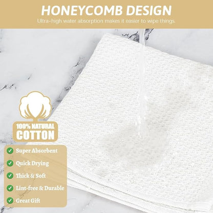 Nialnant 100% Cotton Kitchen Dish Towels,Waffle Weave Dish Cloths for Washing Dishes,Soft Absorbent Dish Rags,Quick Drying Cleaning Rags-12x12 in, 6 Pack