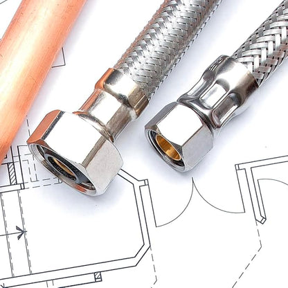 Highcraft Faucet Hose Connector 24" Length, 1/2" IPS X 3/8" Comp FIP Flexible Braided Stainless Steel Supply Line, Bathroom Kitchen Sink Extension (4 Pack)