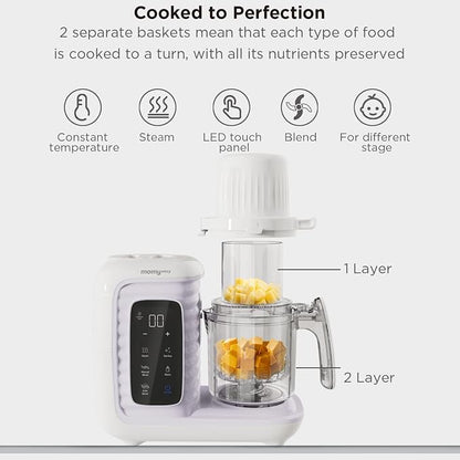 MOMYEASY Baby Food Maker, Multifunction Processor Chopper Grinder, Baby Food Steamer and Puree Blender in-One, with Bottle Warmer, Auto Cooking & Grinding with Touch Control Panel