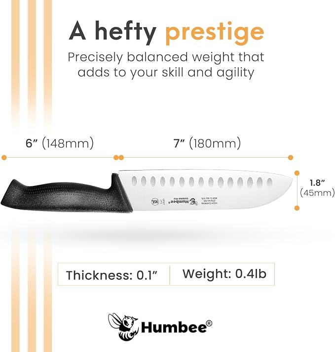 Cuisine Pro 7-Inch Chef Knife – NSF Certified High Carbon Stainless Steel Blade – Extra-Wide Razor-Sharp Edge – Ergonomic Non-Slip Handle – Dishwasher Safe