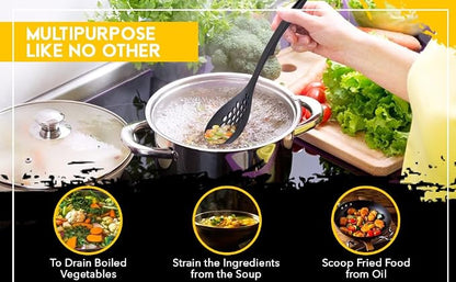 Nylon Slotted Spoon – 12.2" Lightweight, BPA-Free, Heat-Resistant, Non-Scratch Kitchen Utensil – Made in Japan