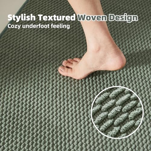 TYUU Bathroom Rugs Non Slip Washable, Super Absorbent Thin Bath Mat Small Quick Dry Low Pile Bathroom Rug, Sage Green 16"x24"