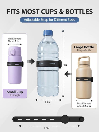 Magnetic Gym Water Bottle Holder, Magnetic Silicone Strap Holder, Adjustable Magnetic Tumbler Holder for Bottles