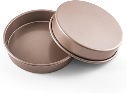HAPPIELS 9in Raund Cake Pan 2-Pack Nonstick, PFOA & BPA Free | Quality Non Stick 9 inches Layer Circle Cake Pan 2 inches Deep | Best 9in Baking Pan Nontoxic | 9inch 9inches Cake Pans Set