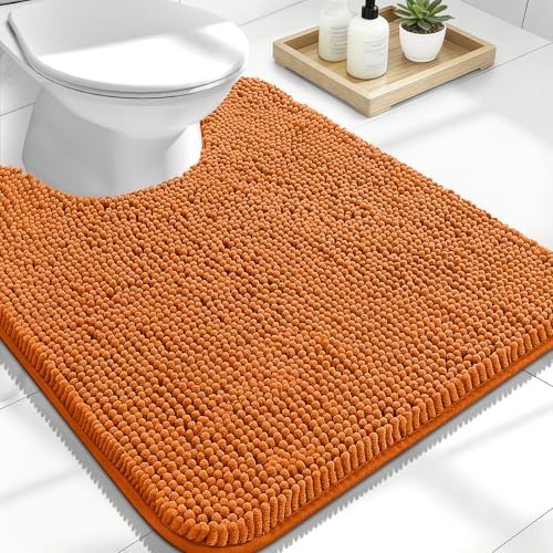OLANLY Toilet Rugs U-Shaped 24x20, Soft Absorbent Chenille Contour Rugs
