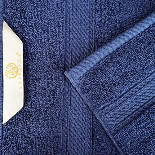 Superior Egyptian Cotton Plush & Absorbent, Face Towel Set of 6, Navy Blue