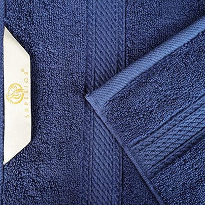 Superior Egyptian Cotton Plush & Absorbent, Face Towel Set of 6, Navy Blue