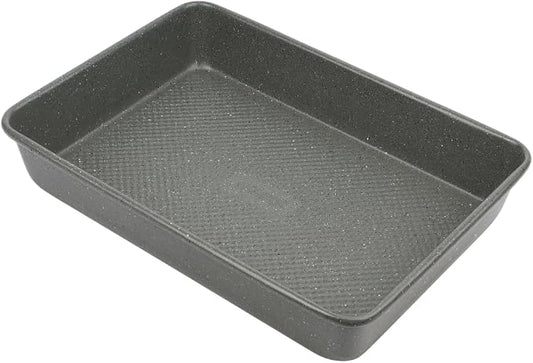 David Burke 13x9 Oblong Baking Pan – Carbon Steel, Non-Stick, PFTE & PFOA Free, Oven Safe with AirFlow Baking Technology – Gray Speckle