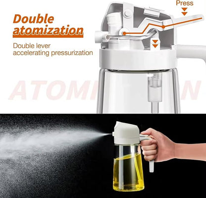 Olive Oil Sprayer for Cooking – Refillable Glass Cooking Spray Bottle, 2-in-1 Oil Dispenser Mister for Air Fryer, BBQ Grill, Frying, Baking & Salad – Non-Aerosol Food Grade Kitchen Gadget (Black)