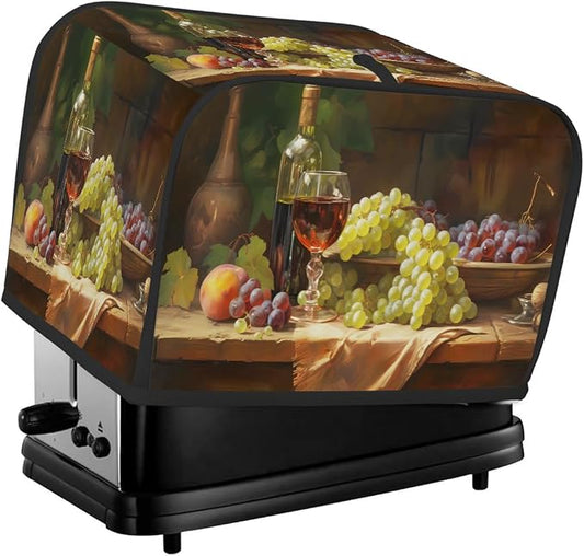 Red Wine Toaster Cover 4 Slice Wide Slot Washable Toaster Covers | Grapes Modern Dust and Fingerprint Protection Bread Maker Covers for Kitchen Accessories Decor Bakeware Women Gift