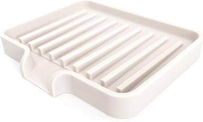 Silicone Soap Dish Tray and Sponge Holder with Drain Chute, Rectangular, Kitchen and Bathroom Sink Organizer (Vanilla Cream, 5.2"x4" (Set of 2), 7.2 Ounces)
