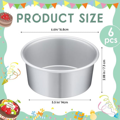 Nuenen 6 Pcs 6 Inch Round Cake Pans Aluminum Round Mold Smash Cake Baking Cheesecake Pans for Home Party Baking Supplies