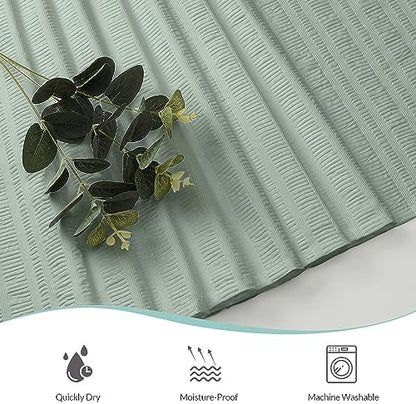 Aiyufeng Moga Extra Long Sage Green Shower Curtain 96 Inch Long, Embossed Texture Fabric Bathroom Shower Curtain, Large Hotel Bath Curtain with 12 Holes, 72Wx96H, Sage Green